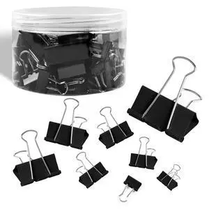 125Pcs Binder Clips Colored, Binder Clips Assorted Sizes, 6 Sizes Binder Paper Clips for Office Supplies/Home/School (Black) 125Pcs Binder Clips Colored, Binder Clips Assorted Sizes, 6 Sizes Binder Paper Clips for Office Supplies/Home/School (Black)