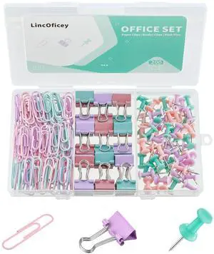200pcs Paper Clips Binder Clips and Push Pins Set, Mini Clips and Thumb Tacks for Multipurpose Document Organization (Multicolor) 200pcs Paper Clips Binder Clips and Push Pins Set, Mini Clips and Thumb Tacks for Multipurpose Document Organization (Multicolor)