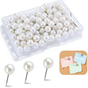 100 Pcs Pearl White Decorative Push Pins - Cute Large Round Head Thumb Tacks for Bulletin Board & Cork Board - Aesthetic Pearl Pins for Photos, Maps, Calendars, Home & Office Decor 100 Pcs Pearl White Decorative Push Pins - Cute Large Round Head Thumb Tacks for Bulletin Board & Cork Board - Aesthetic Pearl Pins for Photos, Maps, Calendars, Home & Office Decor