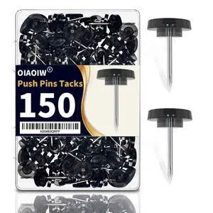 150PCS Black Clear Thumb Tacks for wall Push pins thumbtacks for Hanging | Flat tacs for wall for bulletin board for shadow box display 150PCS Black Clear Thumb Tacks for wall Push pins thumbtacks for Hanging | Flat tacs for wall for bulletin board for shadow box display