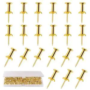 200 Count Gold Push Pins Thumb Tacks for Bulletin Board | Reusable steel pins, gold plastic heads, clear storage box, for bulletin boards, cork boards, photos and notes 200 Count Gold Push Pins Thumb Tacks for Bulletin Board | Reusable steel pins, gold plastic heads, clear storage box, for bulletin boards, cork boards, photos and notes