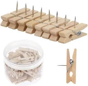 50 PCS Push Pin with Wooden Clips, Durable Wooden Push Pins, Decorative Pushpins Tacks Thumbtacks, Tacks for Cork Board Artworks Notes Photos, Craft Projects, Offices and Homes (Burlywood) 50 PCS Push Pin with Wooden Clips, Durable Wooden Push Pins, Decorative Pushpins Tacks Thumbtacks, Tacks for Cork Board Artworks Notes Photos, Craft Projects, Offices and Homes (Burlywood)