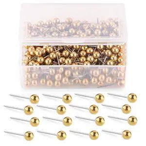 Push Pins Map Tacks 1/8-Inch Retro Metallic Color Beads Head Marking Push Pins, 200-count (Gold) Push Pins Map Tacks 1/8-Inch Retro Metallic Color Beads Head Marking Push Pins, 200-count (Gold)