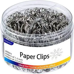 Shiny Silver Jumbo Paper Clips, 1.3 Inch & 2 Inch, 400pcs | For Office, School & Home, Document Organizing Shiny Silver Jumbo Paper Clips, 1.3 Inch & 2 Inch, 400pcs | For Office, School & Home, Document Organizing