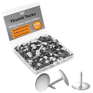 Thumb Tack, 500 Pack, Silver, Flat Push Pins Bulk | Steel Round Push Pins Office Tacks for Corkboard, Hanging Maps, Poster, Picture and Creating Different Art Project Thumb Tack, 500 Pack, Silver, Flat Push Pins Bulk | Steel Round Push Pins Office Tacks for Corkboard, Hanging Maps, Poster, Picture and Creating Different Art Project