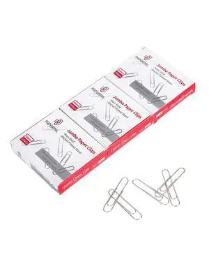 Jumbo Non-Skid Paper Clips, 2 Inch (50 mm), 300 Count, Silver | Large paper clips for office, school and personal use, conveniently packed in 3 boxes of 100 each. Jumbo Non-Skid Paper Clips, 2 Inch (50 mm), 300 Count, Silver | Large paper clips for office, school and personal use, conveniently packed in 3 boxes of 100 each.