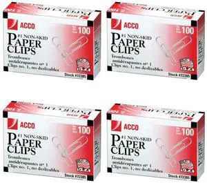 Paper Clips, 1 Size, Economy, Non-skid, 100/Box (4) Paper Clips, 1 Size, Economy, Non-skid, 100/Box (4)