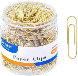 Medium Paper Clips, 200-Count, Paperclips, Gold Paper Clips, 1.3 Inch (32mm) Paper Clip Medium Paper Clips, 200-Count, Paperclips, Gold Paper Clips, 1.3 Inch (32mm) Paper Clip