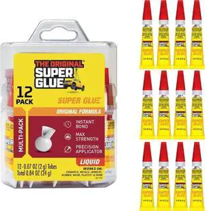Liquid, 2 Gram Tubes, 12-Pack, Clear, Instant Bonding, Fast Dry, Cyanoacrylate Adhesive, Precision Tip for Wood, Metal, Plastic, Crafts, Ceramic, and Toy Repairs Liquid, 2 Gram Tubes, 12-Pack, Clear, Instant Bonding, Fast Dry, Cyanoacrylate Adhesive, Precision Tip for Wood, Metal, Plastic, Crafts, Ceramic, and Toy Repairs
