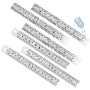 6 Pack Heavy Duty 6 INCH (15 CM) Steel Ruler Set | Mini Metal Measuring Rulers, Clear Markings, Rust-Resistant, 15 CM Metal Straight Edge, 1/64, 0.5 MM 6 Pack Heavy Duty 6 INCH (15 CM) Steel Ruler Set | Mini Metal Measuring Rulers, Clear Markings, Rust-Resistant, 15 CM Metal Straight Edge, 1/64, 0.5 MM