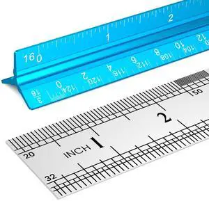 2 Pcs Architectural Scale Ruler 12 Inch, Aluminum Architect Ruler & Metal Ruler Set, Imperial Engineer Scale for Blueprints, Drafting Ruler for Architects, Students, Draftsmen, and Engineers (Blue) 2 Pcs Architectural Scale Ruler 12 Inch, Aluminum Architect Ruler & Metal Ruler Set, Imperial Engineer Scale for Blueprints, Drafting Ruler for Architects, Students, Draftsmen, and Engineers (Blue)
