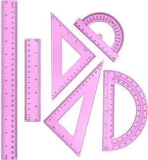 6 Pcs Math Geometry Ruler Straight Protractor Triangle, Pink | 12 and 6 Inch Straight Rulers, Transparent Material, Students Geometry Drawing Math Measuring, Back to School Supplies 6 Pcs Math Geometry Ruler Straight Protractor Triangle, Pink | 12 and 6 Inch Straight Rulers, Transparent Material, Students Geometry Drawing Math Measuring, Back to School Supplies