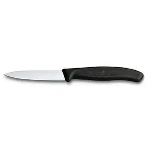 Swiss Classic 3.25" Paring Knife, Straight Edge Spear Point | Indispensable vegetable knife with a black ergonomic non-slip handle, NSF approved and dishwasher safe kitchen cutlery Swiss Classic 3.25" Paring Knife, Straight Edge Spear Point | Indispensable vegetable knife with a black ergonomic non-slip handle, NSF approved and dishwasher safe kitchen cutlery
