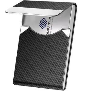 Business Card Holder, Metal Slim Business Card Case, Pocket Card Holder for Women or Men, PU Leather Business Card Holder Case RFID Blocking Name Card Holder with Magnetic Closure, Black Carbon Business Card Holder, Metal Slim Business Card Case, Pocket Card Holder for Women or Men, PU Leather Business Card Holder Case RFID Blocking Name Card Holder with Magnetic Closure, Black Carbon