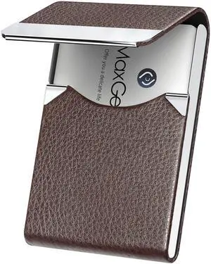 Business Card Holder, PU Leather Business Card Case, Coffee | Stainless Steel Interior, Magnetic Closure, RFID Blocking, Holds 1525 Standard Business Cards Business Card Holder, PU Leather Business Card Case, Coffee | Stainless Steel Interior, Magnetic Closure, RFID Blocking, Holds 1525 Standard Business Cards