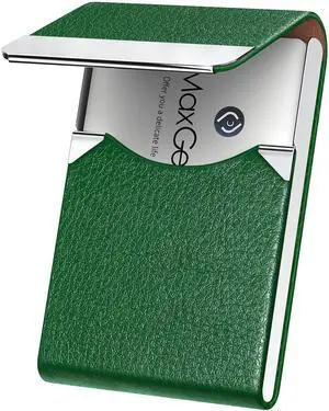 Business Card Holder, PU Leather Business Card Case, Dark Green | Stainless Steel Interior, Magnetic Closure, RFID Blocking, Holds 1525 Standard Business Cards Business Card Holder, PU Leather Business Card Case, Dark Green | Stainless Steel Interior, Magnetic Closure, RFID Blocking, Holds 1525 Standard Business Cards