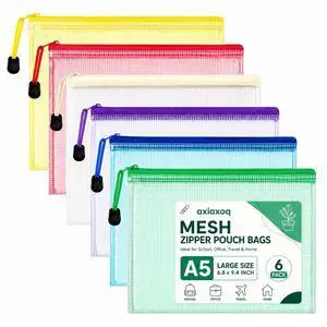 Mesh Zipper Pouch, 6Pack A5 Multi-Color Waterproof Organizer Bags, Tear-Resistant PVC Zip Pouches for Classroom, Home, Office(6.8 * 9.4 Inch) (6pcs A5 Zipper Pouch) Mesh Zipper Pouch, 6Pack A5 Multi-Color Waterproof Organizer Bags, Tear-Resistant PVC Zip Pouches for Classroom, Home, Office(6.8 * 9.4 Inch) (6pcs A5 Zipper Pouch)