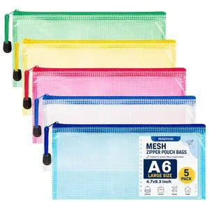 Mesh Zipper Pouch Bags - A6 Small Zipper Pouch, 4.7 x 9.3 Inch | 5 Pack Clear Zipper Pouches for Organizing, Waterproof Zip Pouches for Receipts, Puzzles, Cosmetic, Travel, Office Supplies Mesh Zipper Pouch Bags - A6 Small Zipper Pouch, 4.7 x 9.3 Inch | 5 Pack Clear Zipper Pouches for Organizing, Waterproof Zip Pouches for Receipts, Puzzles, Cosmetic, Travel, Office Supplies