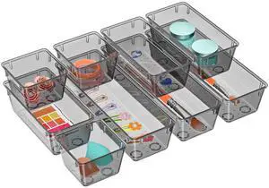9 Pack Clear Drawer Organizer Set, Drawer Storage Trays, Storage Bins | Acrylic Drawer Storage Trays, Storage Bins for Makeup, Cosmetics, Jewelries, Utensils, Gadgets, Office 9 Pack Clear Drawer Organizer Set, Drawer Storage Trays, Storage Bins | Acrylic Drawer Storage Trays, Storage Bins for Makeup, Cosmetics, Jewelries, Utensils, Gadgets, Office