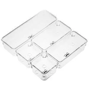 Drawer Organizers Set, 5 pcs, Clear Plastic Drawers Organizer | Makeup Drawer Organizer, containers for Organizing, Desk Drawer Organizer, Vanity Organizer, Bathroom Drawer Organizers Drawer Organizers Set, 5 pcs, Clear Plastic Drawers Organizer | Makeup Drawer Organizer, containers for Organizing, Desk Drawer Organizer, Vanity Organizer, Bathroom Drawer Organizers