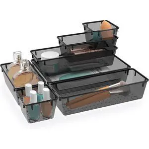 7 PCS Plastic Drawer Organizers Set, 4 Size Desk Drawer Organizer Trays | 4 Size Desk Drawer Organizer Trays for Makeup, Jewelry, Kitchen Utensils, Gadgets and Office 7 PCS Plastic Drawer Organizers Set, 4 Size Desk Drawer Organizer Trays | 4 Size Desk Drawer Organizer Trays for Makeup, Jewelry, Kitchen Utensils, Gadgets and Office