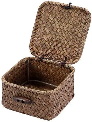 Mini Seagrass Basket Box Wicker Shelf Baskets with Lid, 3.5"x3.5"x2" | Small Handwoven Decorative Box, Natural Storage Basket for Organizing Key Candy, Home Decor Mini Seagrass Basket Box Wicker Shelf Baskets with Lid, 3.5"x3.5"x2" | Small Handwoven Decorative Box, Natural Storage Basket for Organizing Key Candy, Home Decor