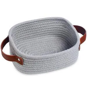 Small Storage Basket, Mini Rope Woven Baskets, Cute Shelf Closet Storage Organizer, Boho Decorative Toy Bin for Nursery, Living Room, Spa, Empty Gift Basket - XS,Grey Small Storage Basket, Mini Rope Woven Baskets, Cute Shelf Closet Storage Organizer, Boho Decorative Toy Bin for Nursery, Living Room, Spa, Empty Gift Basket - XS,Grey