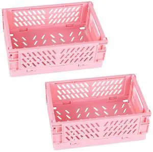 2-Pack Mini Foldable Plastic Baskets for Organizing and Storage, Collapsible Storage Crate for Home Kitchen Bedroom Bathroom Office (5.9x3.8x2.2, Pink) 2-Pack Mini Foldable Plastic Baskets for Organizing and Storage, Collapsible Storage Crate for Home Kitchen Bedroom Bathroom Office (5.9x3.8x2.2, Pink)