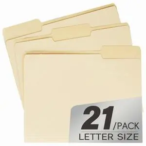 21 Pack Manila 1/3 File Folders,1/3 Cut Tab Letter Size,Great for Organizing and Easy File Storage,Per Box 21 Pack Manila 1/3 File Folders,1/3 Cut Tab Letter Size,Great for Organizing and Easy File Storage,Per Box