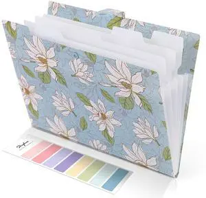 Accordion File Organizer, Floral Expanding File Folders with 5 Pockets, Cute Document Organizer for Paper Bills Receipt Storage, School Office & Hospital Supplies Letter/A4 Size Sky Blue Accordion File Organizer, Floral Expanding File Folders with 5 Pockets, Cute Document Organizer for Paper Bills Receipt Storage, School Office & Hospital Supplies Letter/A4 Size Sky Blue