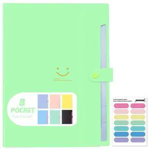 Expanding File Folder, 8 Pockets Accordion File Organizer, A4 Letter Size Paper Document Receipt Organizer Accordian Filing Folder for Classroom, Home, Office and Travel(Grass Green) Expanding File Folder, 8 Pockets Accordion File Organizer, A4 Letter Size Paper Document Receipt Organizer Accordian Filing Folder for Classroom, Home, Office and Travel(Grass Green)