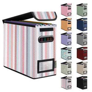 File Organizer Box with Lid, Collapsible Hanging File Storage Box | Smooth Plastic Rails, Textured Fabric Exterior, Collapsible Hanging File Folder Box for Office Document Storage File Organizer Box with Lid, Collapsible Hanging File Storage Box | Smooth Plastic Rails, Textured Fabric Exterior, Collapsible Hanging File Folder Box for Office Document Storage