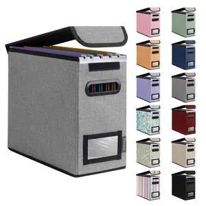 File Organizer Box with Lid, Collapsible Hanging File Storage Box | Smooth Plastic Rails, Textured Fabric Exterior, Collapsible Hanging File Folder Box for Office Document Storage File Organizer Box with Lid, Collapsible Hanging File Storage Box | Smooth Plastic Rails, Textured Fabric Exterior, Collapsible Hanging File Folder Box for Office Document Storage