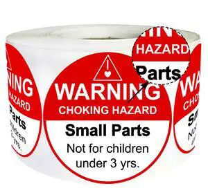 Choking Warning Labels 1.5" Red Small Parts Choking Hazard Stickers | Suffocation Warning Stickers Not for Children Under 3 Years Labels for Packing Shipping 500 Pcs Choking Warning Labels 1.5" Red Small Parts Choking Hazard Stickers | Suffocation Warning Stickers Not for Children Under 3 Years Labels for Packing Shipping 500 Pcs