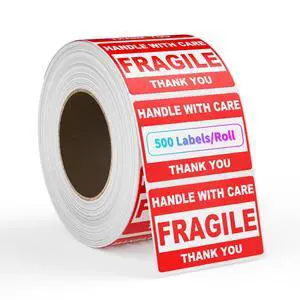 2"×3" Fragile Stickers for Shipping, 500 Labels/Roll Easy Tear, Permanent Adhesive, with Care Warning, Fragile Stickers Moving Glass 2"×3" Fragile Stickers for Shipping, 500 Labels/Roll Easy Tear, Permanent Adhesive, with Care Warning, Fragile Stickers Moving Glass