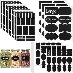 273 Pcs Labels for Jars, Waterproof Reusable Chalkboard Labels | for Food Containers, Bottles, Blackboard Stickers with 1 Erasable Chalk Marker (Black) 273 Pcs Labels for Jars, Waterproof Reusable Chalkboard Labels | for Food Containers, Bottles, Blackboard Stickers with 1 Erasable Chalk Marker (Black)