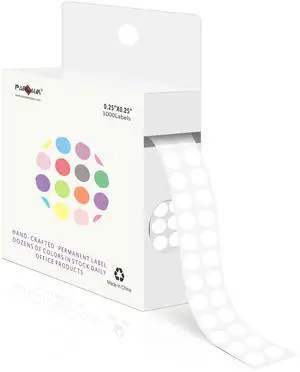 1/4 Inch Circle Sticker Labels,1000 Stickers Round Color Coding Circle Dots Stickers, Adhesive Roll Dot Label for Inventory Organize, File Classification (White) 1/4 Inch Circle Sticker Labels,1000 Stickers Round Color Coding Circle Dots Stickers, Adhesive Roll Dot Label for Inventory Organize, File Classification (White)