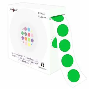 1/2 Inch Round Permanent Adhesive Color-Code Dot Stickers,1000 Stickers Roll dots Label Dispenser Box Green Circle Stickers Labels (Green) 1/2 Inch Round Permanent Adhesive Color-Code Dot Stickers,1000 Stickers Roll dots Label Dispenser Box Green Circle Stickers Labels (Green)