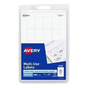 Self-Adhesive Removable Labels, 0.75 x 1 Inches, White, 1000 per Pack (05428) Self-Adhesive Removable Labels, 0.75 x 1 Inches, White, 1000 per Pack (05428)