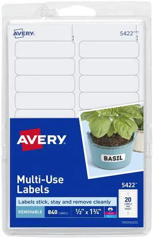 Self-Adhesive Removable Labels, 0.5 x 1.75 Inches, 840 Per Pack, White Label Stickers (05422) Self-Adhesive Removable Labels, 0.5 x 1.75 Inches, 840 Per Pack, White Label Stickers (05422)