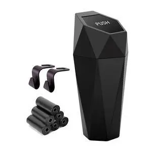 Car Trash Can Cup Holder, Mini Car Trash Can with Lid, Car Accessories for Interior, Leakproof Small Trash Cup for Car, Home, Office, Bedroom with Additional 2 Hooks and 90pcs Trash Bags Black Car Trash Can Cup Holder, Mini Car Trash Can with Lid, Car Accessories for Interior, Leakproof Small Trash Cup for Car, Home, Office, Bedroom with Additional 2 Hooks and 90pcs Trash Bags Black