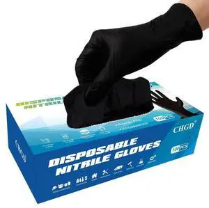 Nitrile Black Disposable Gloves 100 Count, 6mil Latex Free Textured Exam Gloves For Industrial & Household X-Large Nitrile Black Disposable Gloves 100 Count, 6mil Latex Free Textured Exam Gloves For Industrial & Household X-Large