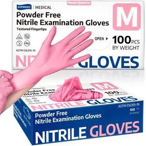 Medical Nitrile Exam Gloves Latex & Powder-Free Disposable, 100 M | Soft Stretch Fit Powder-Free Latex-Free Examination Cooking Cleaning Food Prep Esthetician 100Ct Rose Quartz Medium Medical Nitrile Exam Gloves Latex & Powder-Free Disposable, 100 M | Soft Stretch Fit Powder-Free Latex-Free Examination Cooking Cleaning Food Prep Esthetician 100Ct Rose Quartz Medium