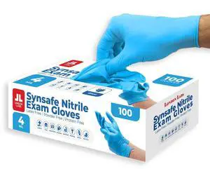 Synsafe 4 Mil - Blue Nitrile Exam Gloves Disposable Latex Free & Powder Free Extra Strong, Rubber Gloves First Aid Kit, Medical, EMT, Cleaning, Cooking | Pack of (100 ct) Synsafe 4 Mil - Blue Nitrile Exam Gloves Disposable Latex Free & Powder Free Extra Strong, Rubber Gloves First Aid Kit, Medical, EMT, Cleaning, Cooking | Pack of (100 ct)