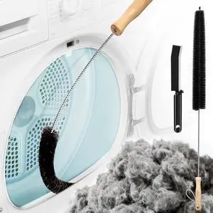 Dryer Vent Cleaner Kit - Flexible Lint Brush Remover Cleaning Tool | 27.5in flexible 304 steel shaft & nylon bristles, removes lint dust pet hair for vent, fridge coil & tight corners Dryer Vent Cleaner Kit - Flexible Lint Brush Remover Cleaning Tool | 27.5in flexible 304 steel shaft & nylon bristles, removes lint dust pet hair for vent, fridge coil & tight corners
