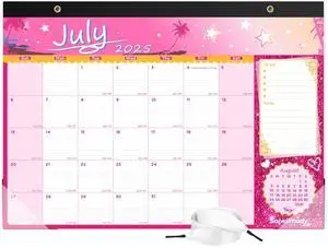 Desk Calendar 2026 with Clear Waterproof Cover 17 x 12 inch 18 Months Wall Calendar Runs from Jul. 2025 to Dec. 2026 School Year Calendar for Schedule Organization Monthly Planner, Pink Desk Calendar 2026 with Clear Waterproof Cover 17 x 12 inch 18 Months Wall Calendar Runs from Jul. 2025 to Dec. 2026 School Year Calendar for Schedule Organization Monthly Planner, Pink