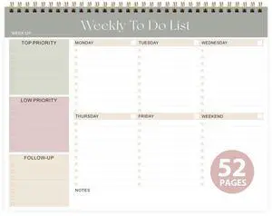 Weekly To Do List Notepad, Undated Planner with 52 Sheets (8.5''x11'') | Desk Accessories and Supplies, Women & Man, Home School & Work Weekly To Do List Notepad, Undated Planner with 52 Sheets (8.5''x11'') | Desk Accessories and Supplies, Women & Man, Home School & Work