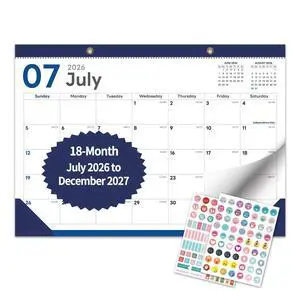 Desk Calendar 2026-2027, 18 Months, Jul 2026-Dec 2027, 17x12 Inch, Navy | 2-in-1 Desk & Wall Design, Frosted PVC Cover, 120 GSM Thick Paper, Sturdy 350 GSM Backboard, 2 Bonus Sticker Desk Calendar 2026-2027, 18 Months, Jul 2026-Dec 2027, 17x12 Inch, Navy | 2-in-1 Desk & Wall Design, Frosted PVC Cover, 120 GSM Thick Paper, Sturdy 350 GSM Backboard, 2 Bonus Sticker