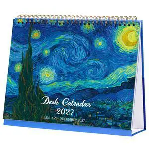 2027 Desk Calendar, Flip Desktop Calendar, Jul 2026 - Dec 2027 | 9.8" x 8.3" Starry Night Van Gogh Desk Planner with Thick Paper for Office Home School 2027 Desk Calendar, Flip Desktop Calendar, Jul 2026 - Dec 2027 | 9.8" x 8.3" Starry Night Van Gogh Desk Planner with Thick Paper for Office Home School