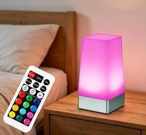 LED Square Night Light with Remote Control, Color Changing Table Lamp, Battery Operated Lamp for Bedroom, Kitchen, USE 2xAA Batteries (not Included) LED Square Night Light with Remote Control, Color Changing Table Lamp, Battery Operated Lamp for Bedroom, Kitchen, USE 2xAA Batteries (not Included)
